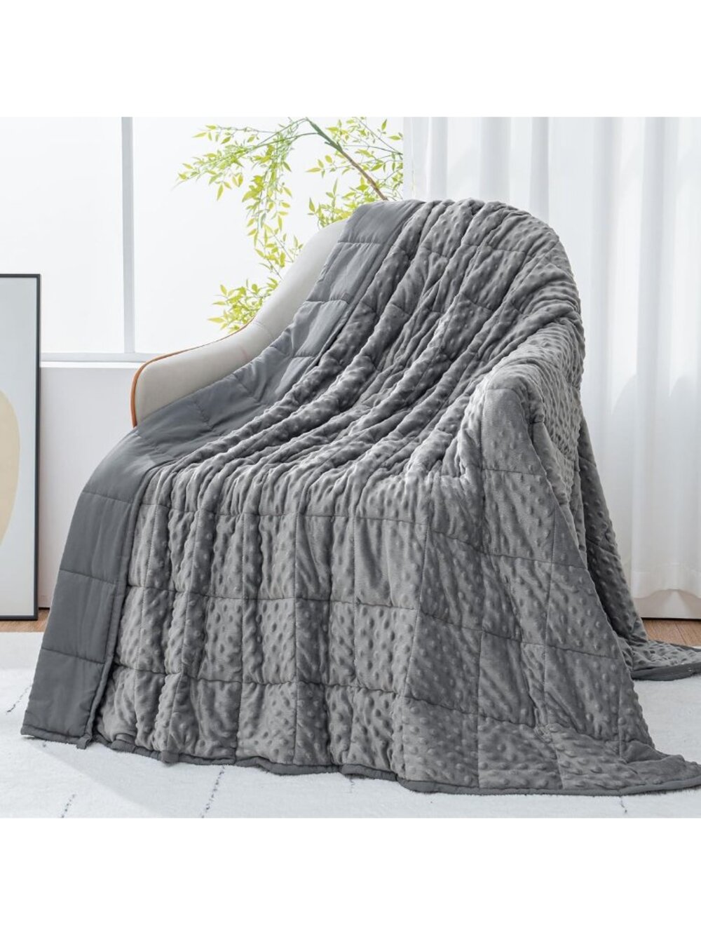20lbs Weighted Blanket for Adults - Queen Size 60x80in, Soft Grey Comfort
